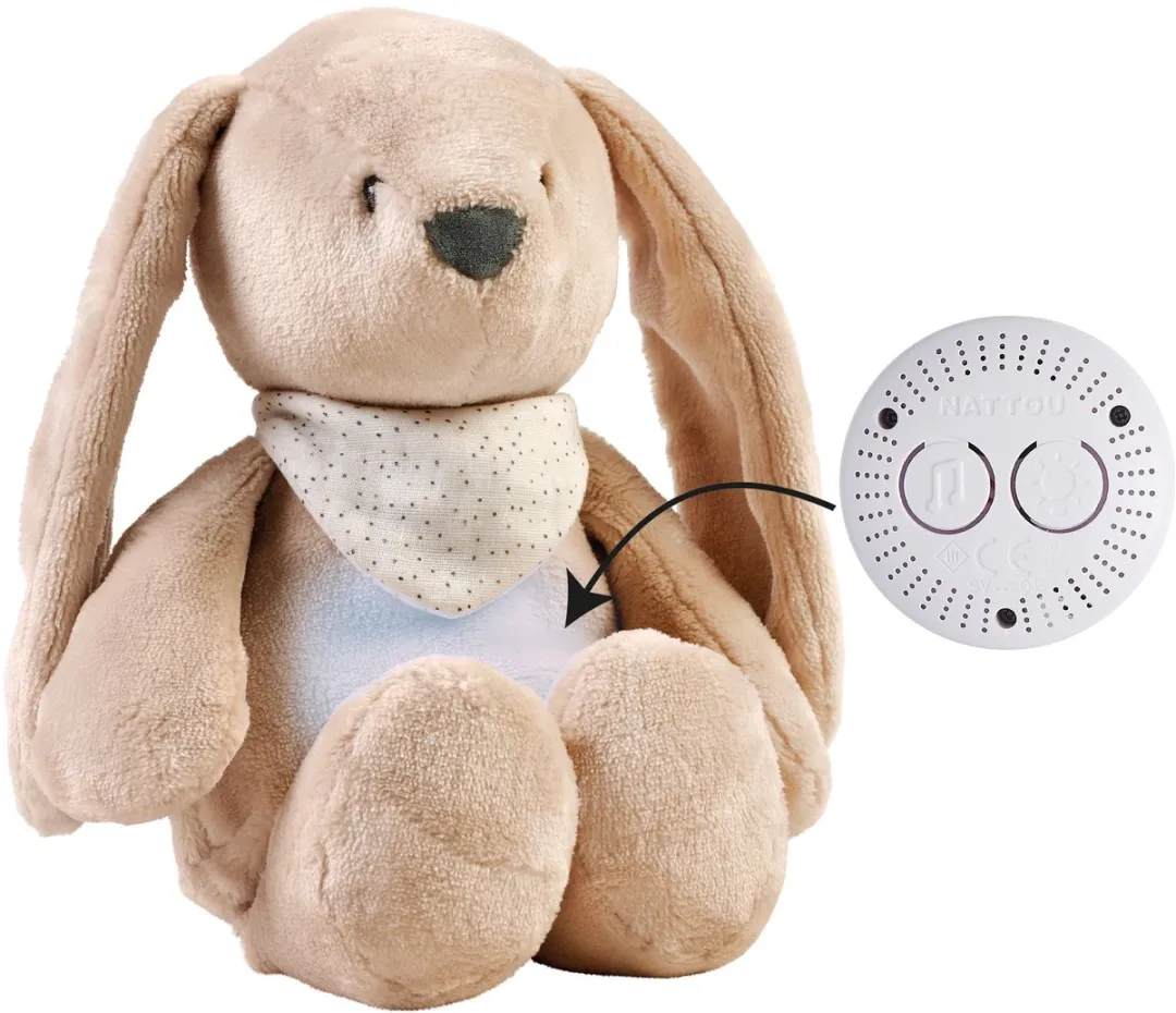 Nattou Sleepy Knuffelkonijn Nachtlamp - Lichtbruin 30x20cm