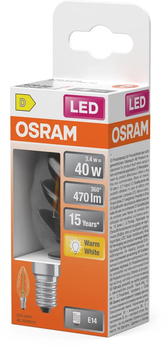 Osram LED Retrofit Classic BW 3.4W E14 - Warm wit 2700K