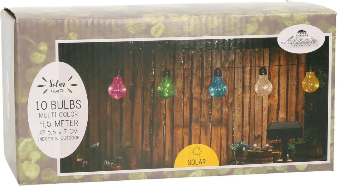 Anna's Collection Solar Feestverlichting 10 Lampjes - 4,5m - Multicolor