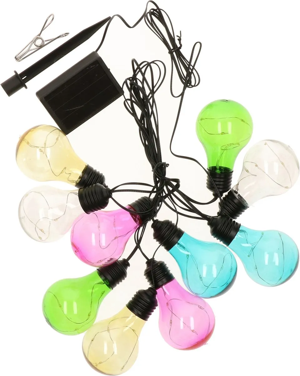 Anna's Collection Solar Feestverlichting 10 Lampjes - 4,5m - Multicolor