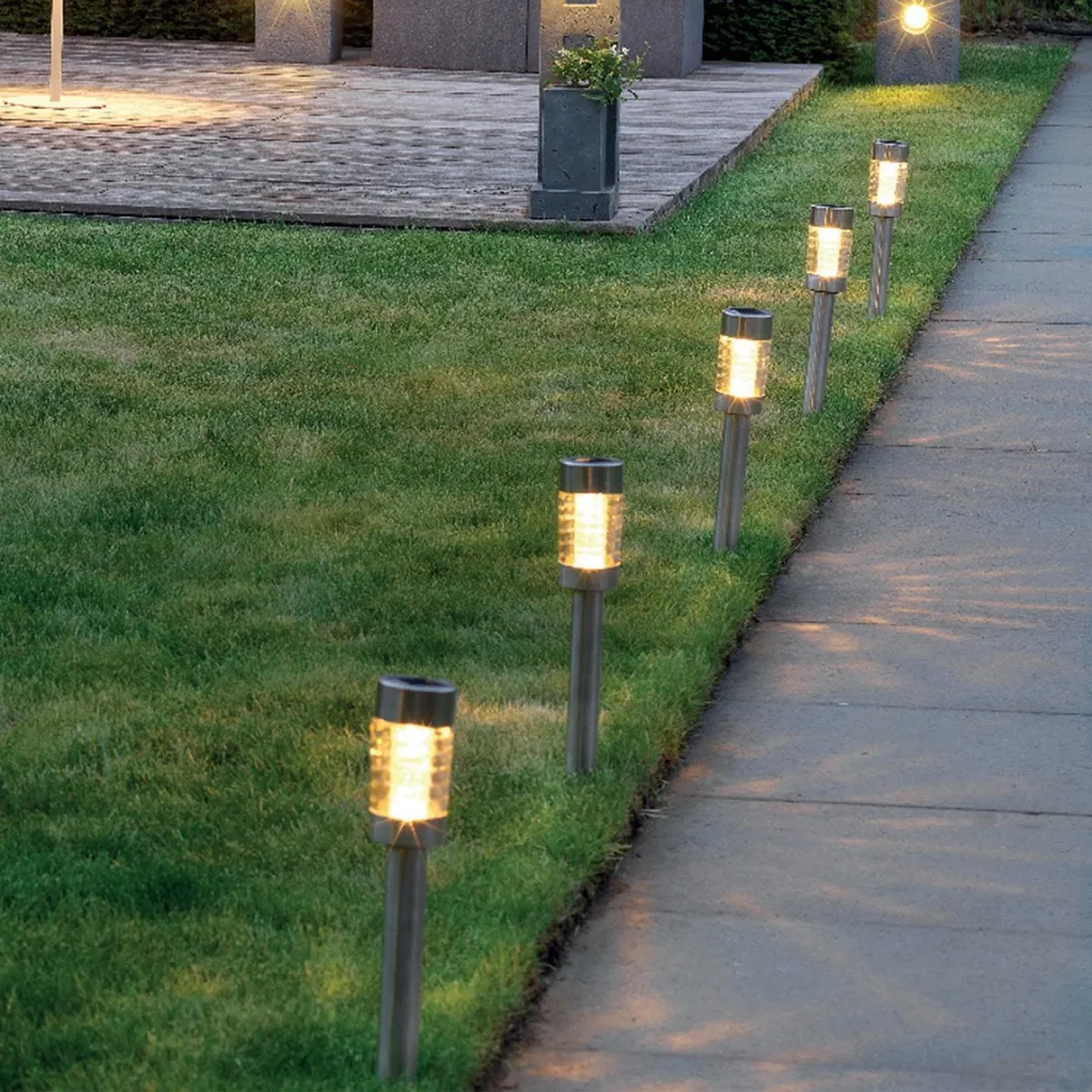 Lumineo Solar Tuinlampen Set 10 Stuks - 1W - RVS Zilver