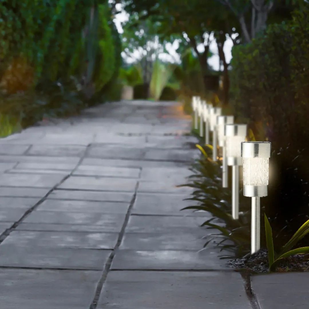 Lumineo Solar Tuinlampen Set 10 Stuks - 1W - RVS Zilver