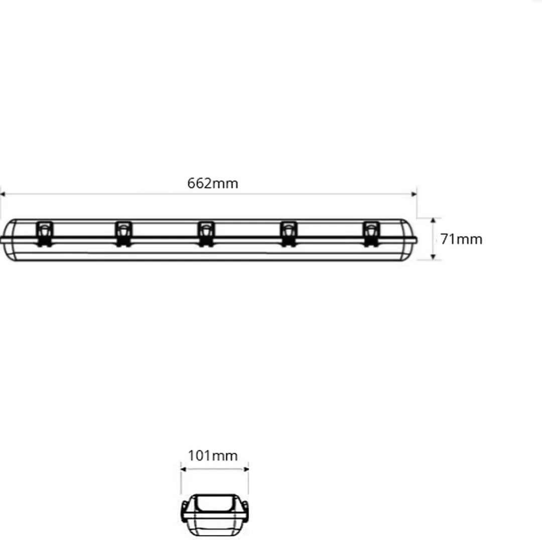 Lybardo TL Lamp 60cm IP65 - 2x9W 4000K Grijs