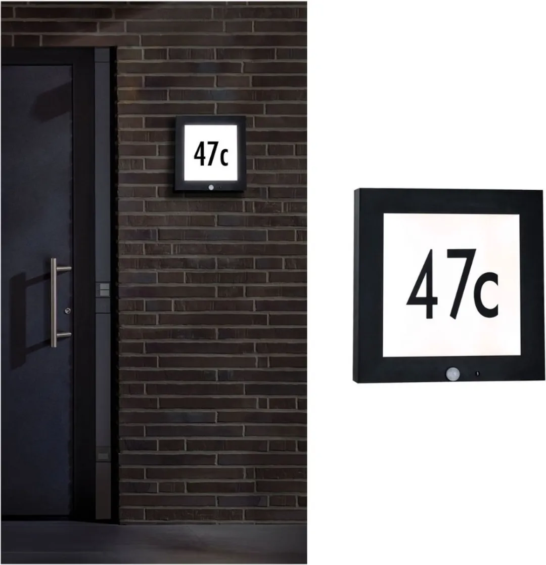 Paulmann LED Wandlamp Huisnummer Vierkant Antraciet 9W