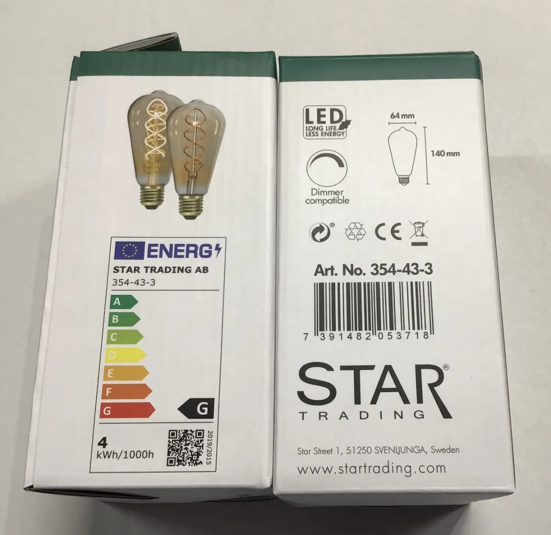 Star Trading Edison Druipvormlamp E27 3.2W - 5 Stuks
