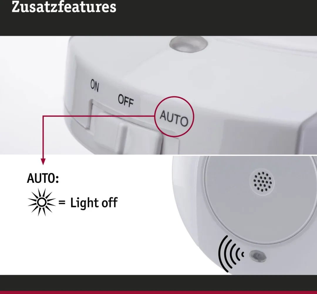Paulmann Nachtlamp Horby Soundsensor 3000K 45lm - 9cm Wit - afbeelding 6 van 6