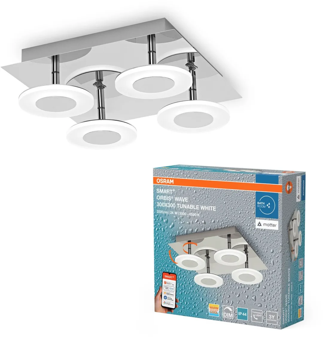 Osram SMART+ Matter Orbis Muur Wave LED 24W 1500lm 300x300mm - Zilver