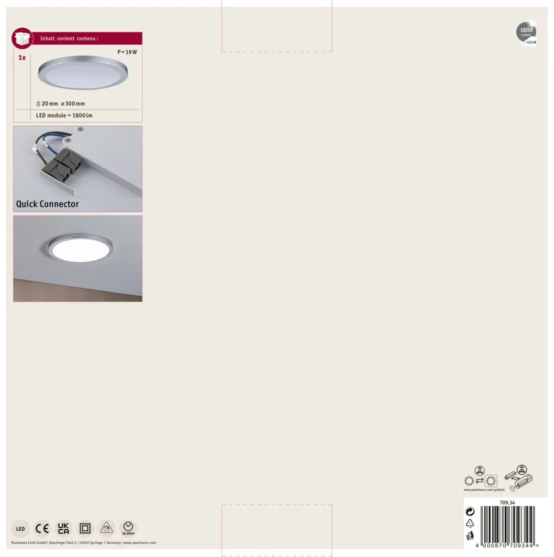 Paulmann LED-paneel Atria Rond 300mm 16W 1450lm - Chroom mat
