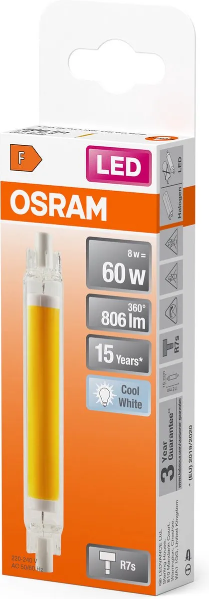 Osram LED Slim Line R7S 118mm 8W - 806lm Koel wit
