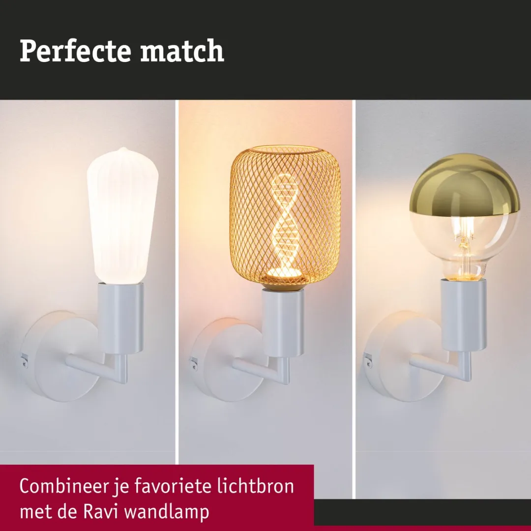 Paulmann Wandlamp Ravi IP44 E27 60W - Wit mat