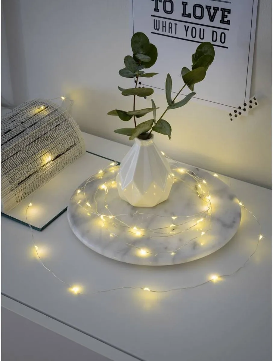 Konstsmide LED Lichtsnoer Metaaldraad 40 Punten - 6u Timer - Warmwit