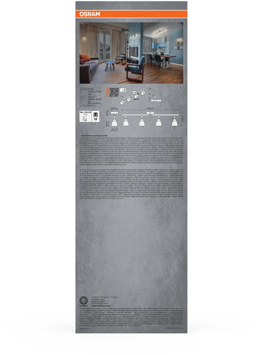 Osram Spot Cup Opbouwarmatuur 4xG9 - Geborsteld nikkel