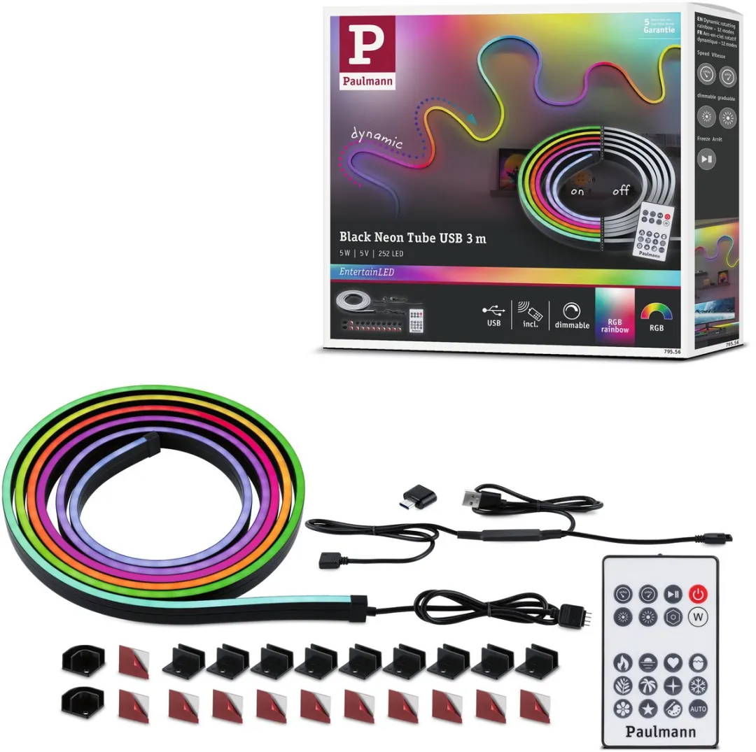 Paulmann EntertainLED LED-buis Black Neon 3m 5W RGB+