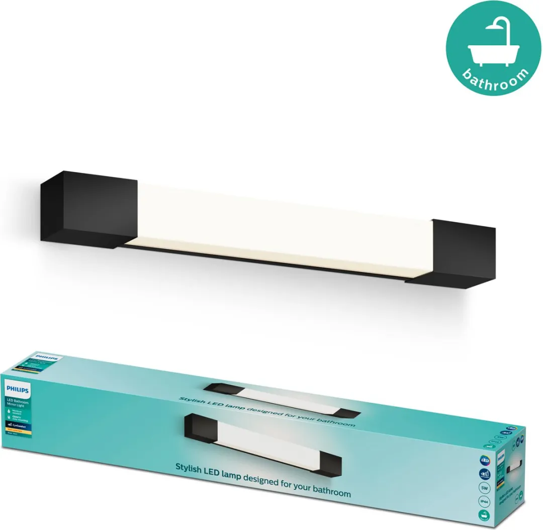Philips Rover Spiegelverlichting IP44 5W Warmwit Zwart