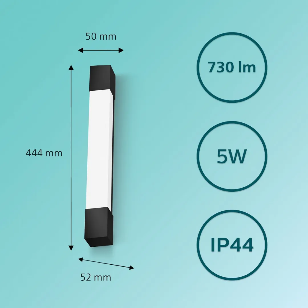 Philips Rover Spiegelverlichting IP44 5W Warmwit Zwart