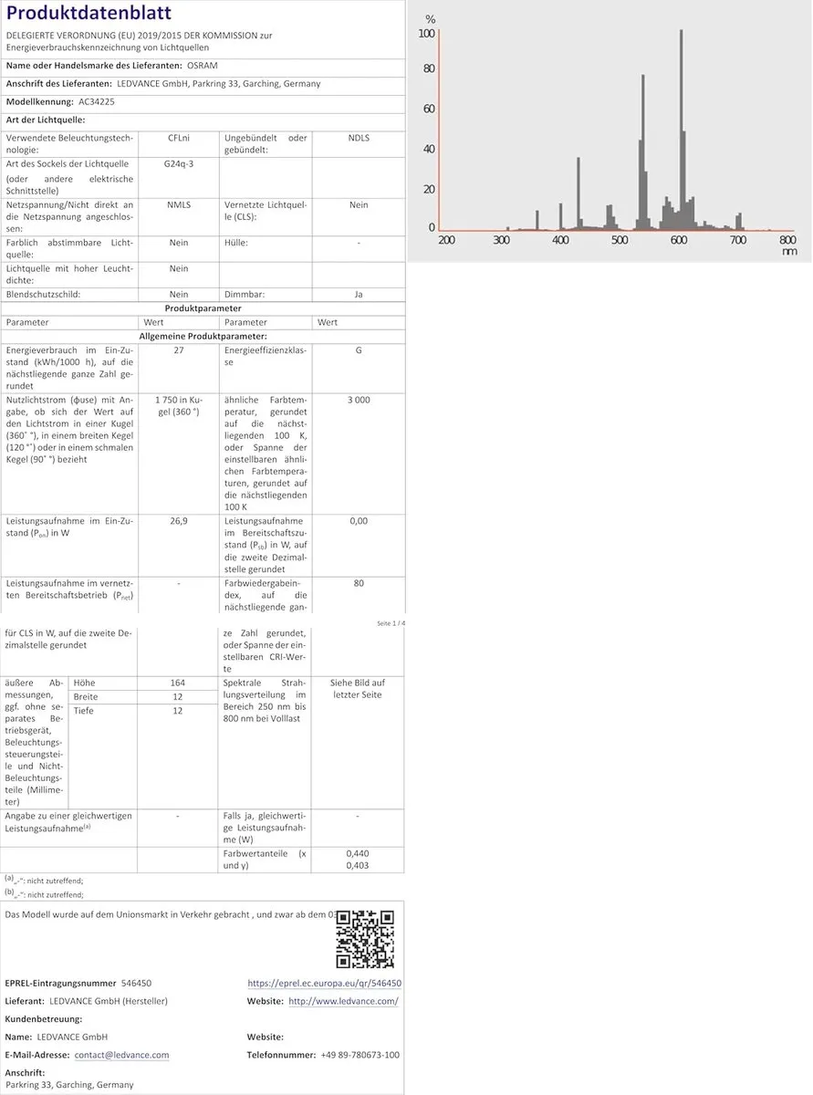 Osram LED Lamp 8W Koel Wit - 6000K 430lm IP44