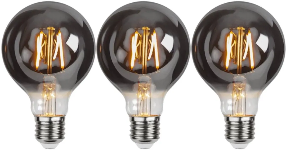 Star Trading Globelamp G80 Rookglas 3 Stuks - 1.8W Super Warm Wit