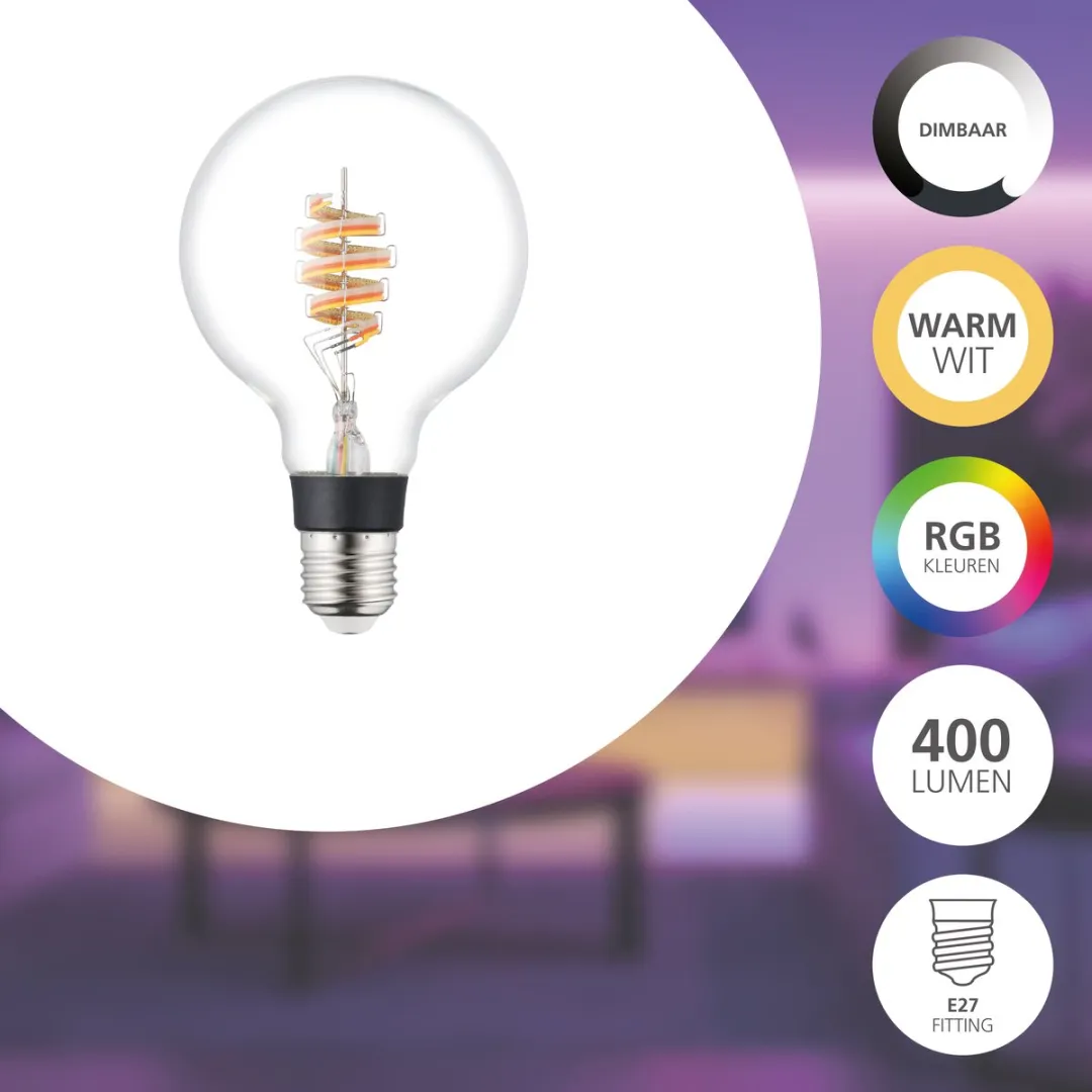EGLO connect.z Smart LED Lamp E27 Ø9,5cm - RGB & Warm Wit - Zigbee
