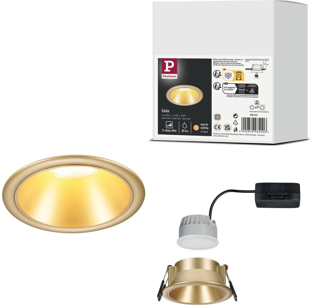 Paulmann LED-inbouwlamp Cole Coin 6W 470lm 2700K