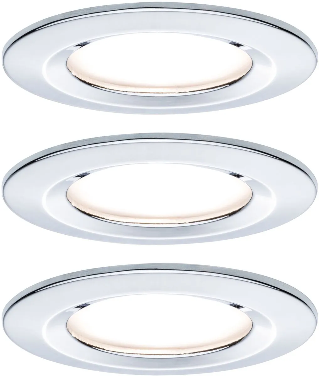 Paulmann LED-inbouwlamp Nova Coin Basisset 3x6W - 3x470lm - IP44 - 2700K - Chroom
