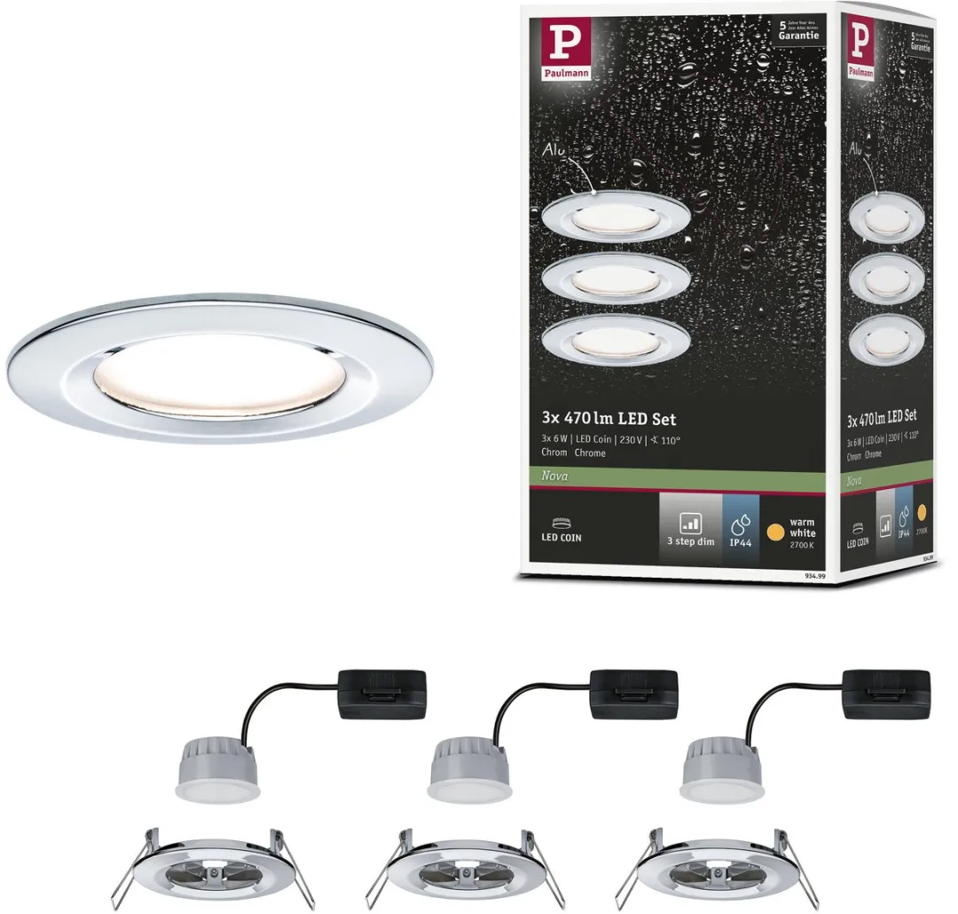 Paulmann LED-inbouwlamp Nova Coin Basisset 3x6W