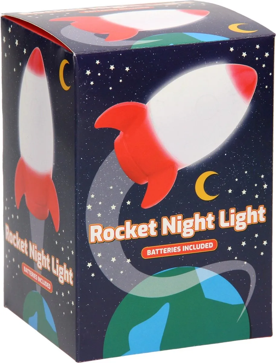 Johntoy Nachtlamp Raket Junior 14cm - Rood/Wit