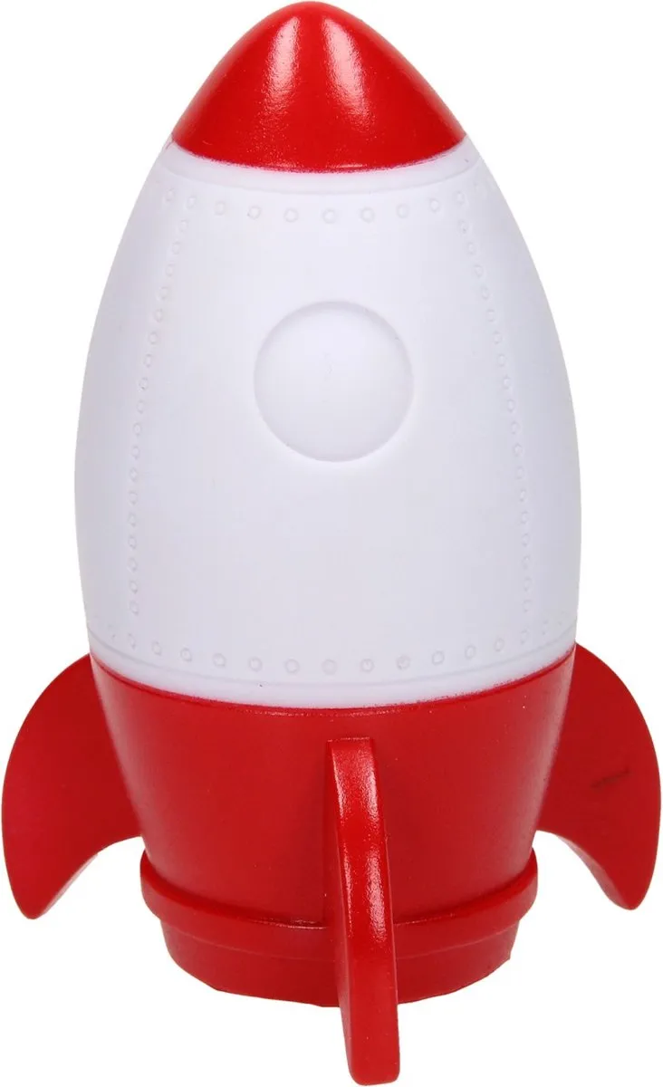 Johntoy Nachtlamp Raket Junior 14cm - Rood/Wit