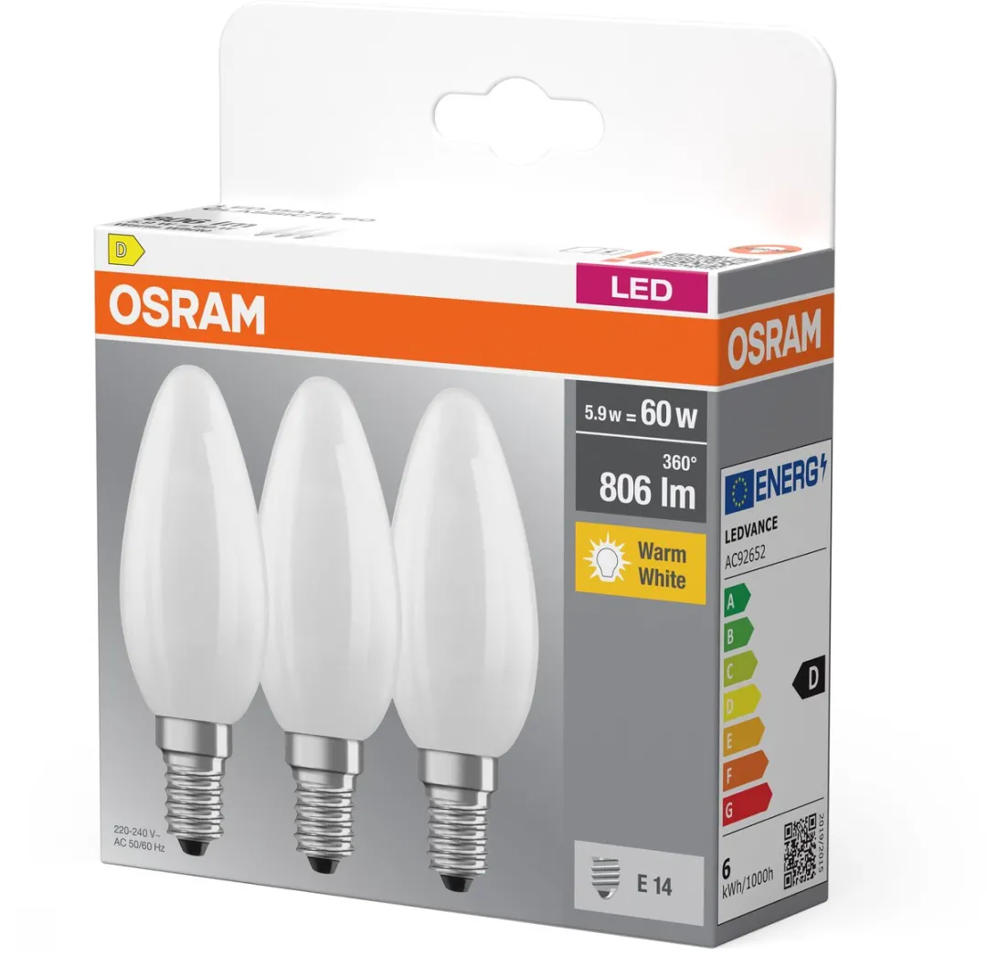 Osram Ster Filament Lamp E14 5.5W Warm Wit 3 Stuks