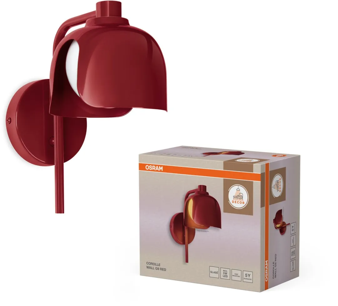 Osram Decor Corolle Wandlamp G9 - Rood Metaal Glas