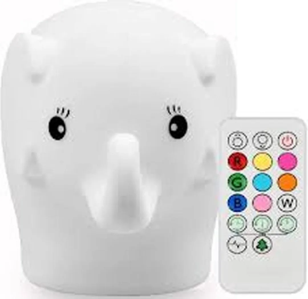 Simply for Kids Nachtlamp Silicone Olifant - RGB Wit