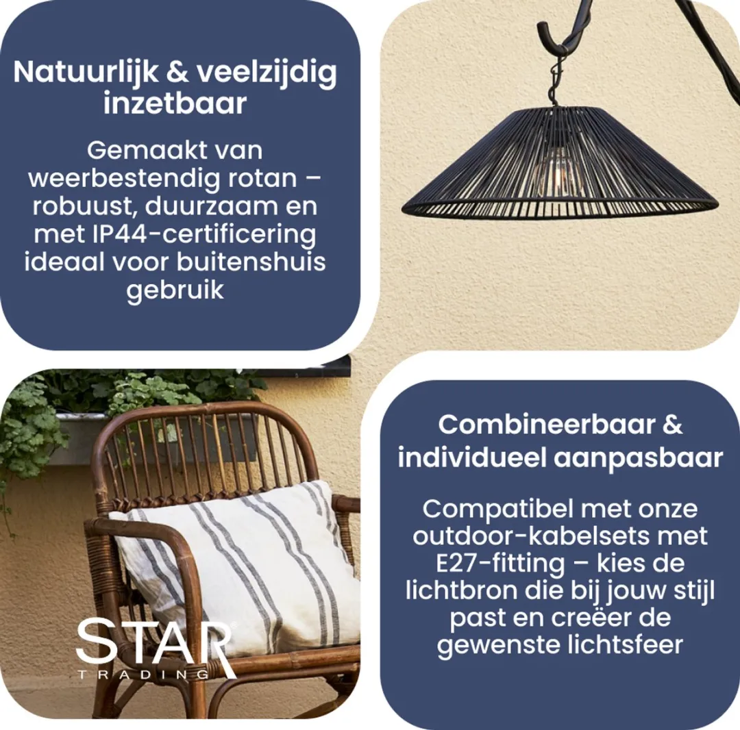 Star Trading Vide Lampenkap 58cm - Zwart - afbeelding 3 van 6