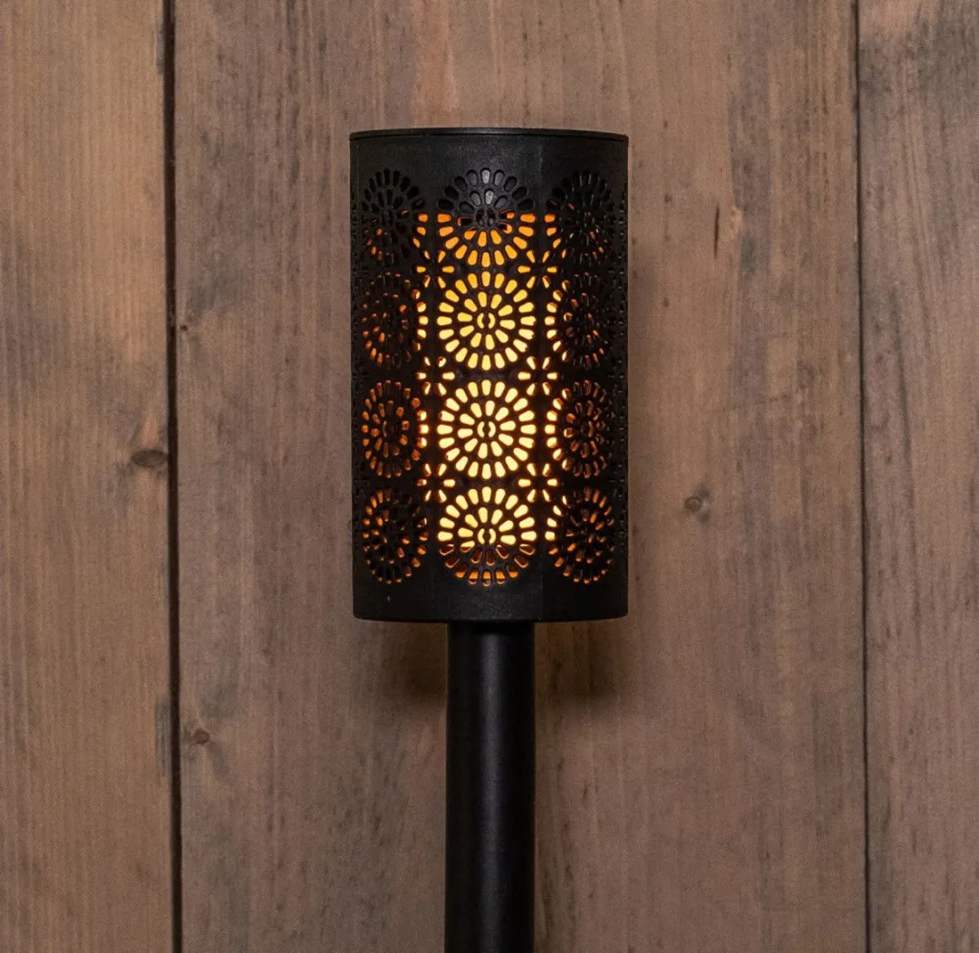 Anna's Collection LED Solar Fakkels - 7,5x49cm - Zwart