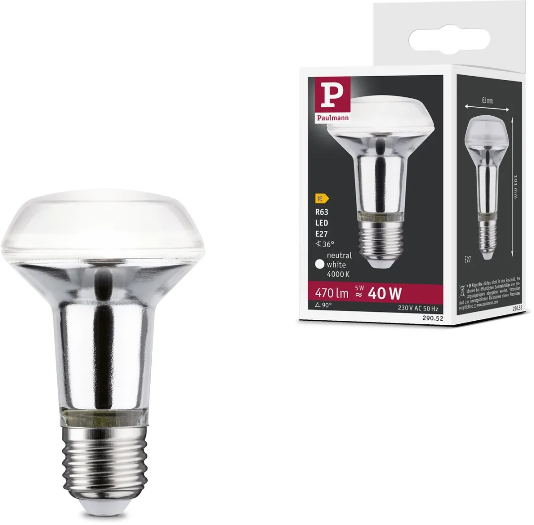 Paulmann LED Reflector R63 5W 470lm 4000K - Helder Zilver