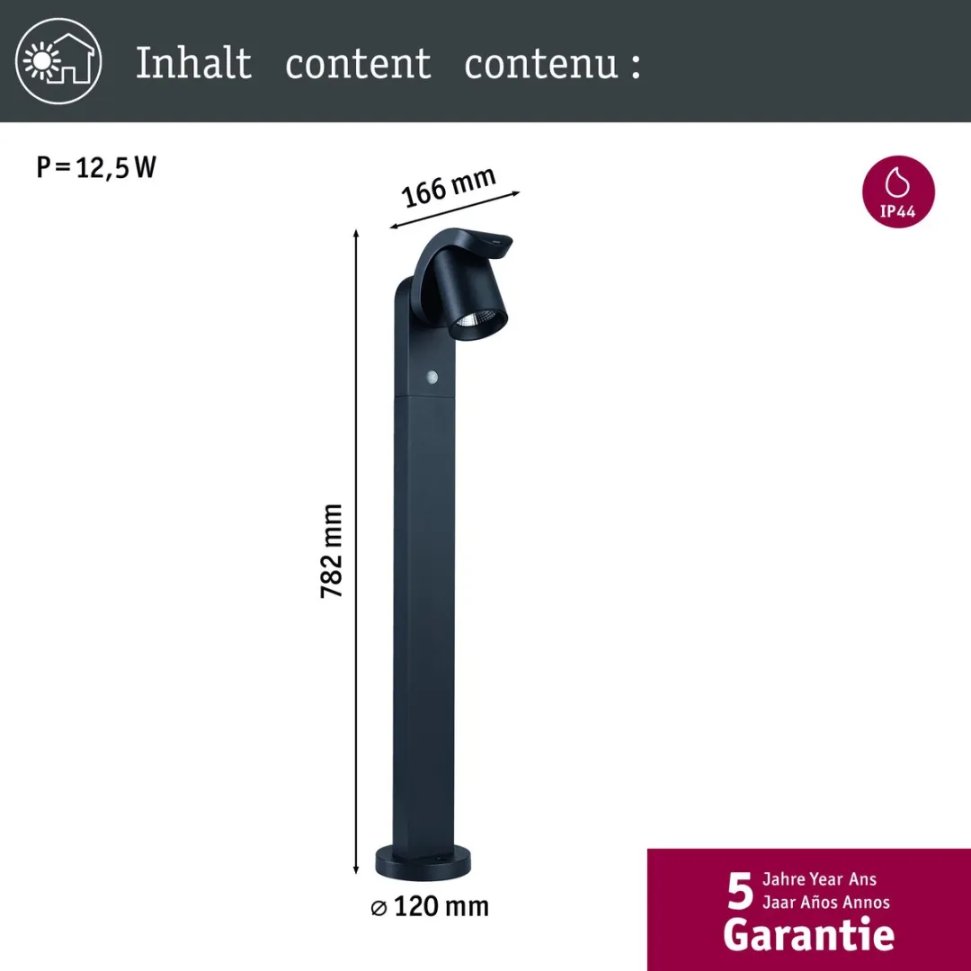 Paulmann LED-bolderlamp Cuff Schemergestuurd 782mm 10W 700lm - Antraciet