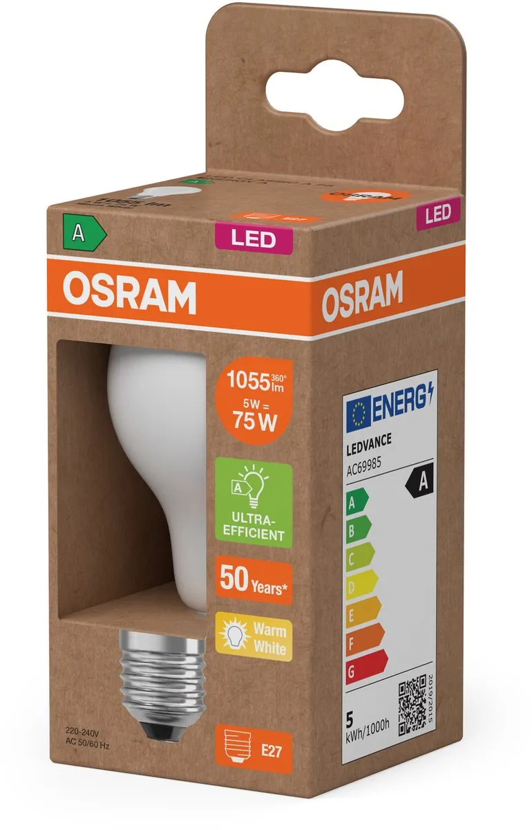 Osram LED Peer Filament E27 5W 1055lm - Zeer Warm Wit