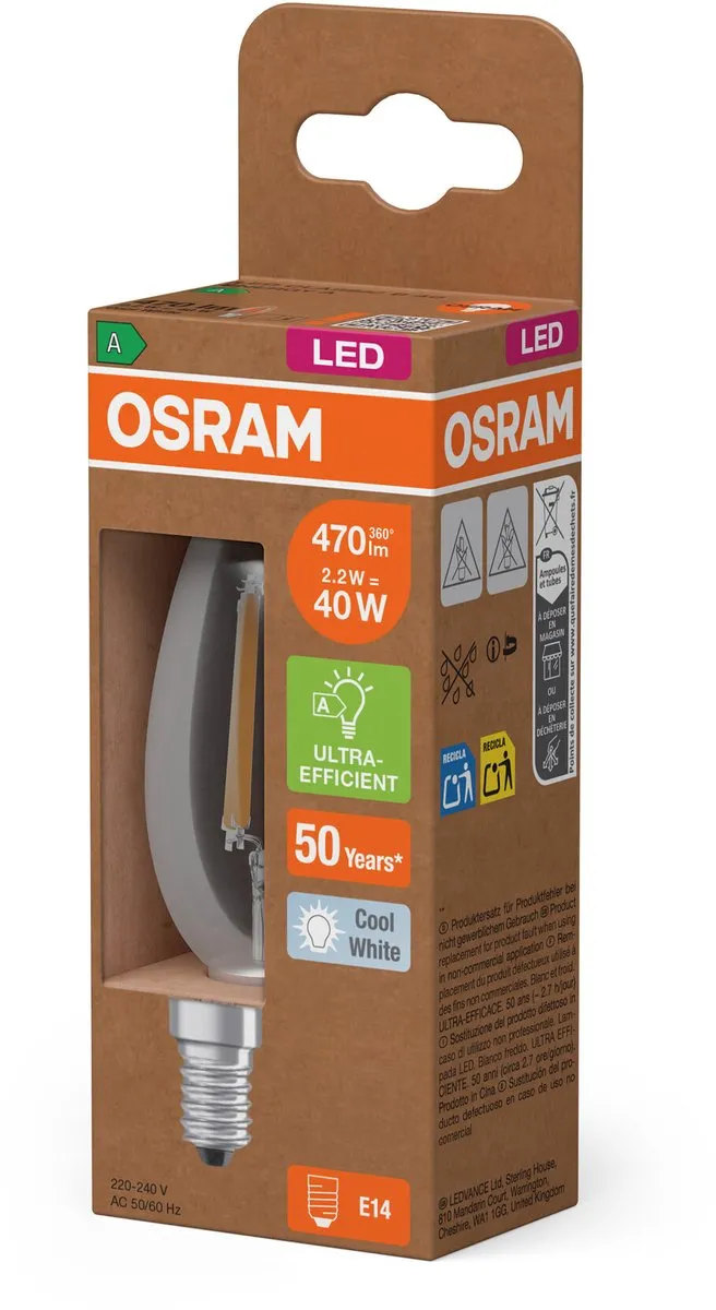 Osram Classic LED E14 Kaars 2.2W 470lm - Koel wit - afbeelding 6 van 6