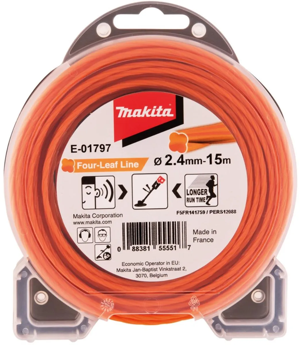 Makita E-01797 Maaidraad Klaverblad 2,4mm - 15m - Oranje