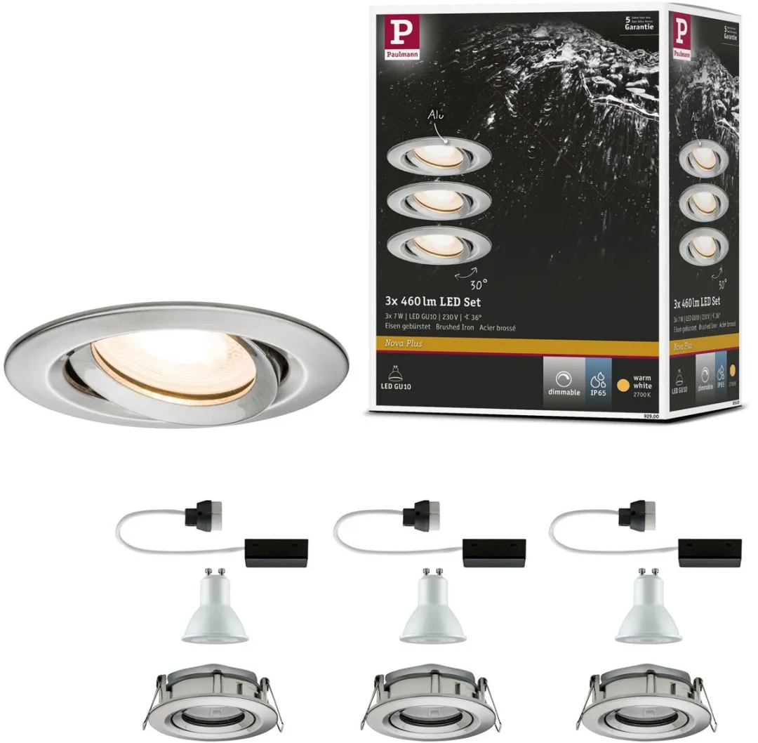 Paulmann Nova Plus LED-inbouwlamp Set 3x7W GU10 2700K