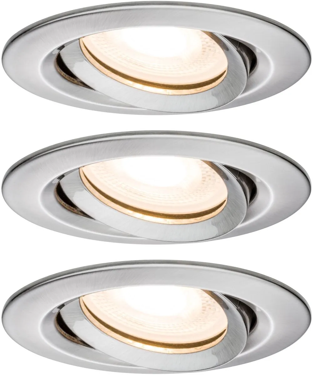 Paulmann Nova Plus LED-inbouwlamp Set 3x7W GU10 2700K - 3 Stuks - Staal geborsteld