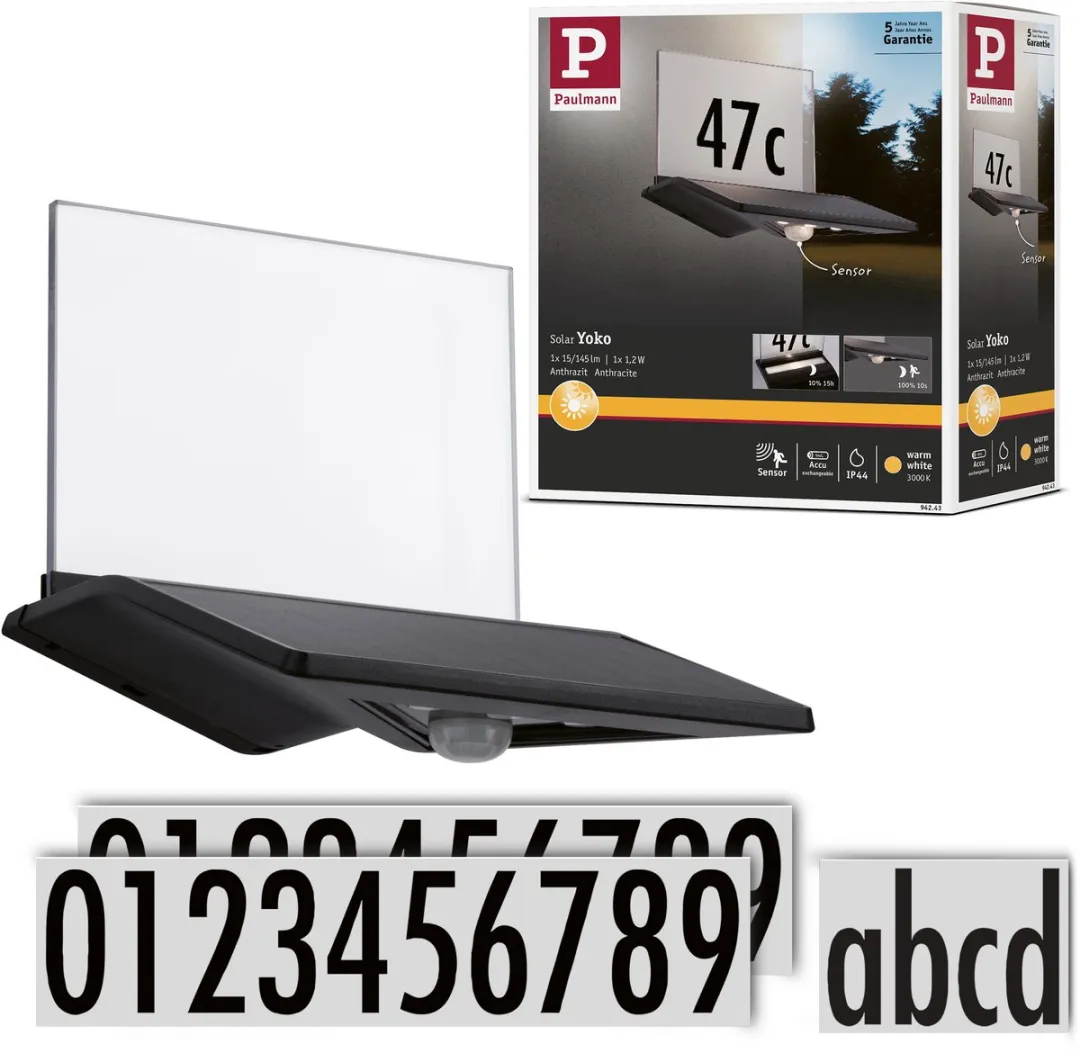 Paulmann Yoko Solar LED Huisnummerverlichting 3000K