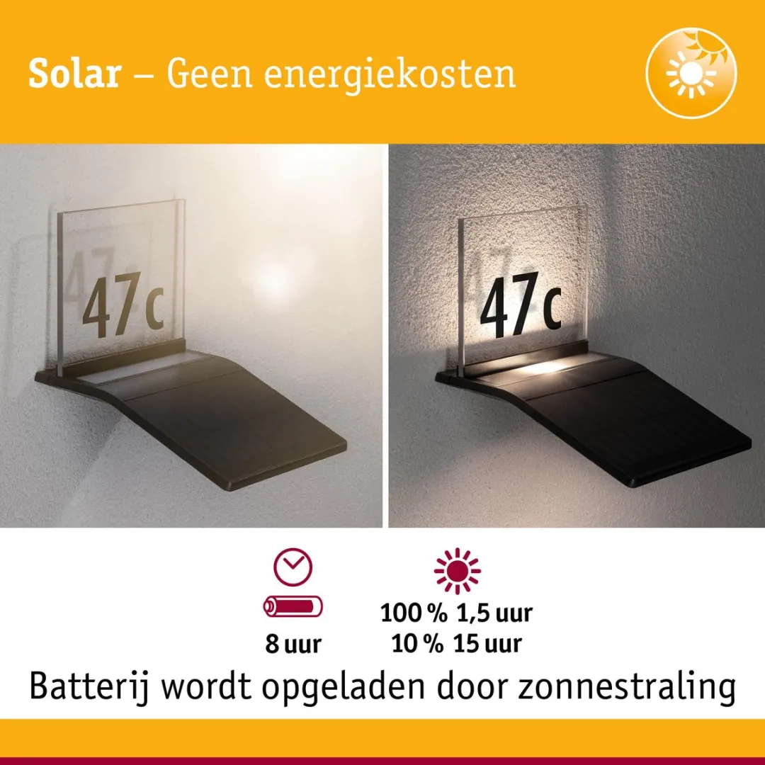 Paulmann Yoko Solar LED Huisnummerverlichting 3000K - 3 Stuks - Antraciet