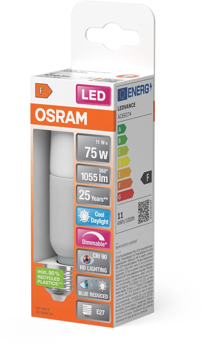 Osram Superstar LED Lamp E27 11W 6500K Mat - Daglicht wit