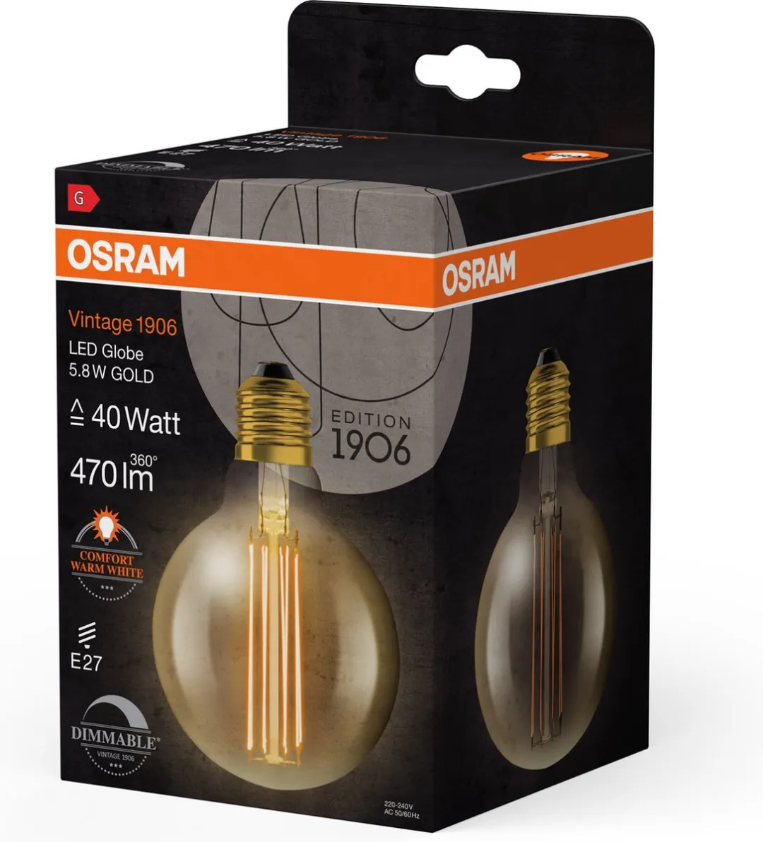 Osram LED Globe E27 5.8W Warmwit - Ø95mm Helder