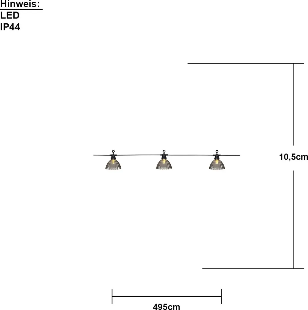 Star Trading LED buitensprookjes Circus Shade, buitenverlichting, grijs, warm wit, 495 cm