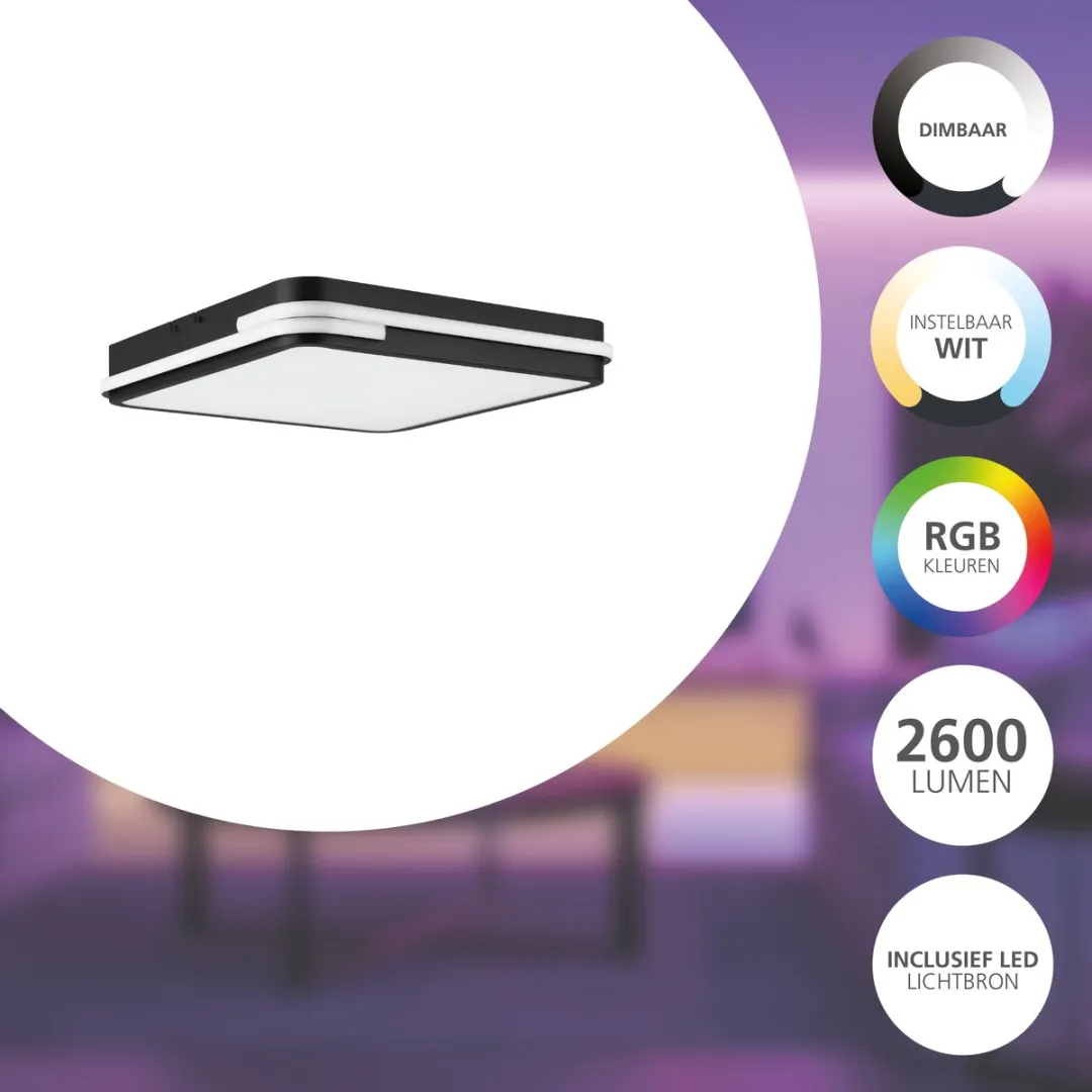 EGLO connect.z Genovese-Z Plafondlamp - 2765K - Zwart/Wit