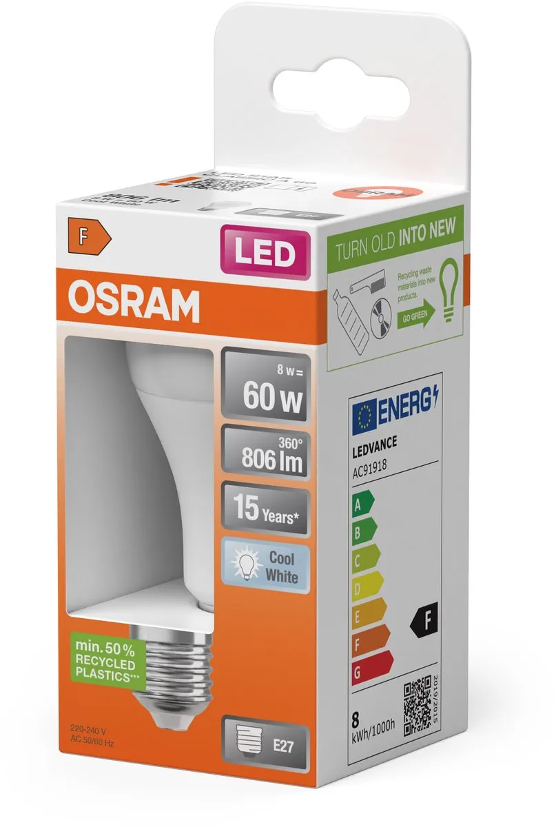 Osram LED-lamp E27 8.5W Koelwit Mat - 4000K