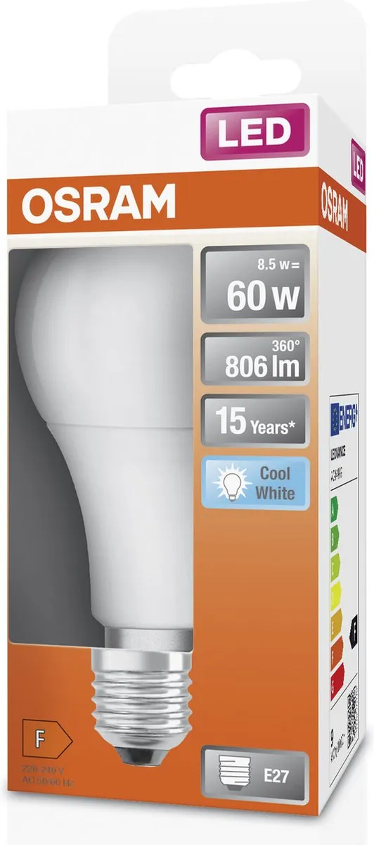 Osram LED-lamp E27 8.5W Koelwit Mat - 4000K