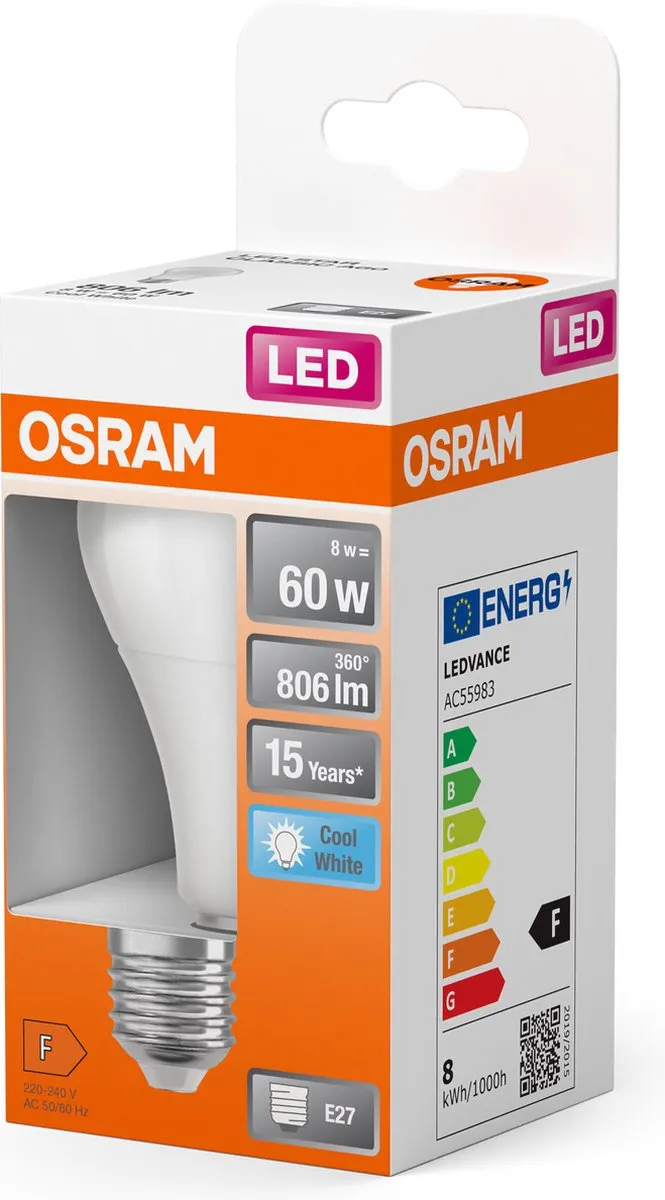Osram LED-lamp E27 8.5W Koelwit Mat - 4000K