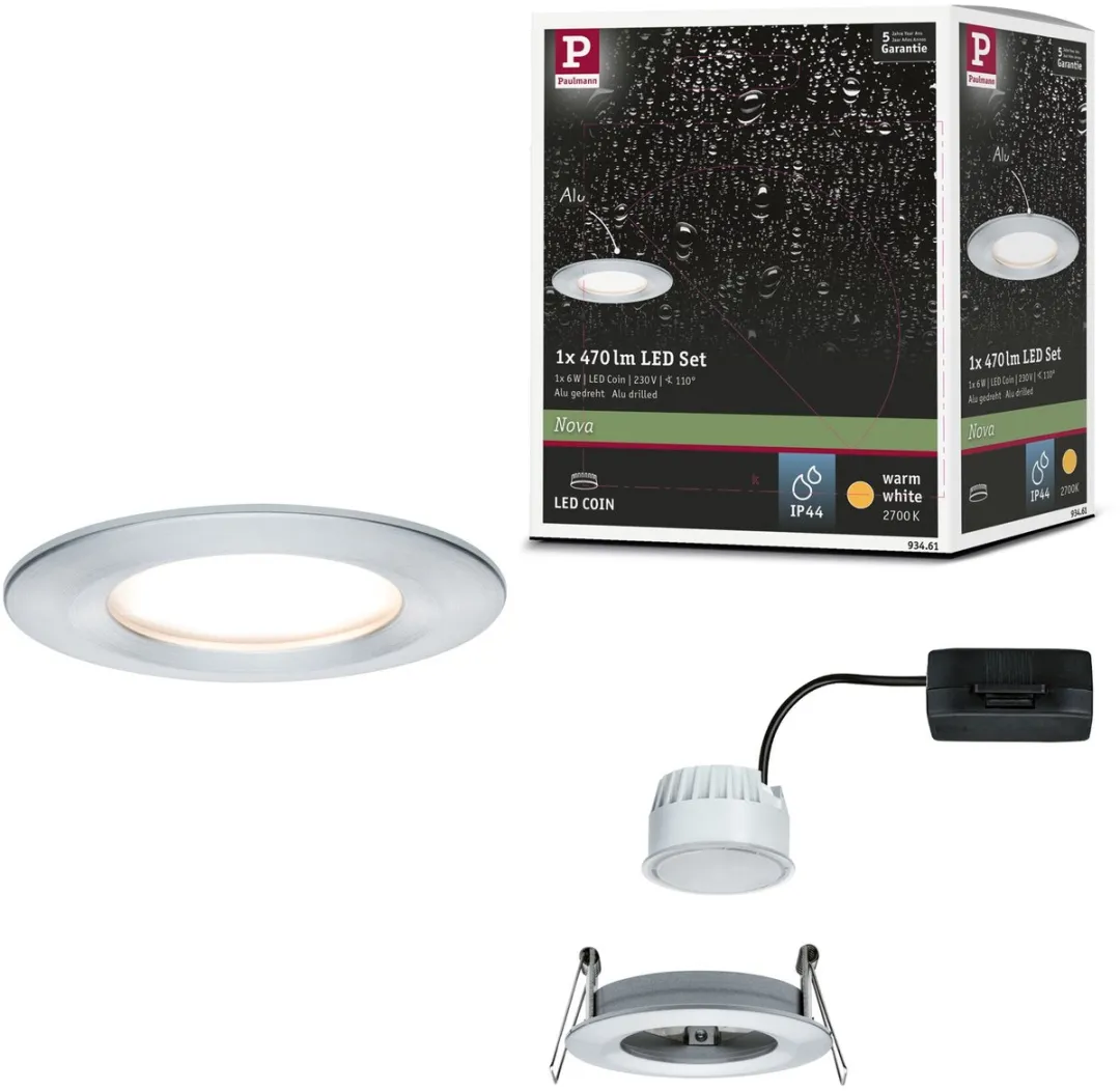 Paulmann Nova Coin LED-inbouwlamp 6W 470lm 2700K - Ø78mm Alu gedraaid