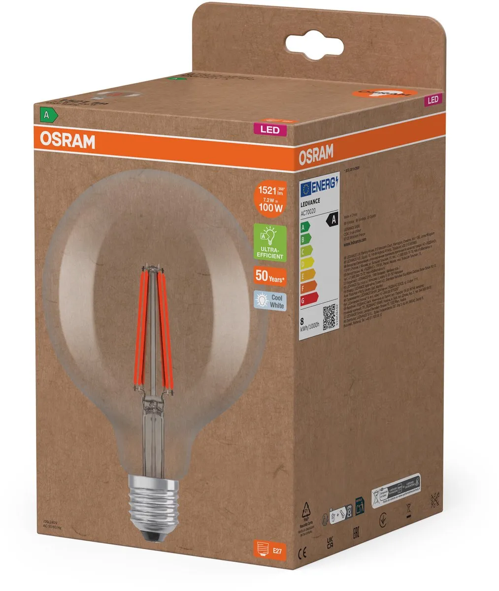 Osram LED Globe 7.2W E27 - 470lm Koel wit - afbeelding 6 van 6